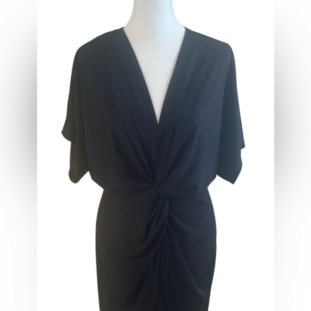 Navy Blue Knot Front Midi Dress - Picture 3 of 4